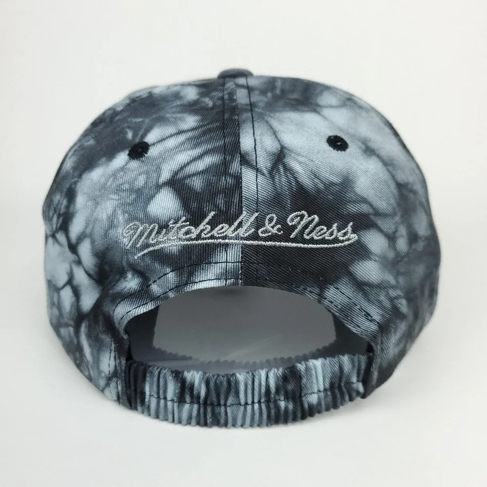 Chicago Bulls Mitchell & Ness NBA Dad Hat Cap‎ Black Gray Tie Dye Scrunch NWT
